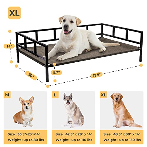 Veehoo Metal Elevated Dog Bed, Cooling Raised Pet Cot With Chew Proof And Washable Textilene Mesh, No-Slip Feet And Stable Rustless Frame For Indoor & Outdoor, X Large, Brown #TOP3