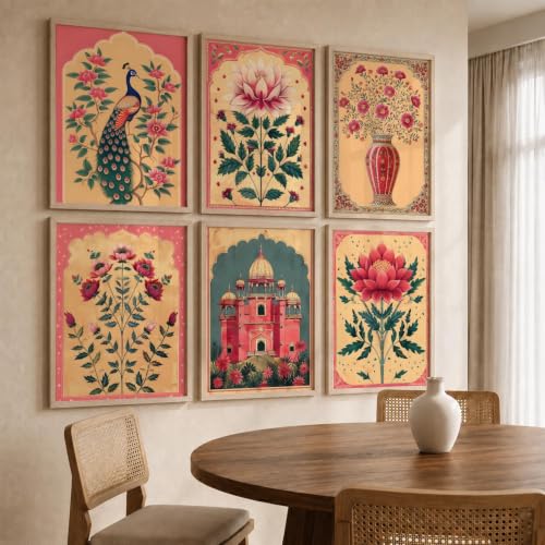 Image of kotart Traditional Indian Pichwai Wall Art Paintings with Frame for Home Decor - Framed Wall Painting for Living Room Bedroom Office Room Decor - Painting for Wall Decoration - (13x17 inch, F)