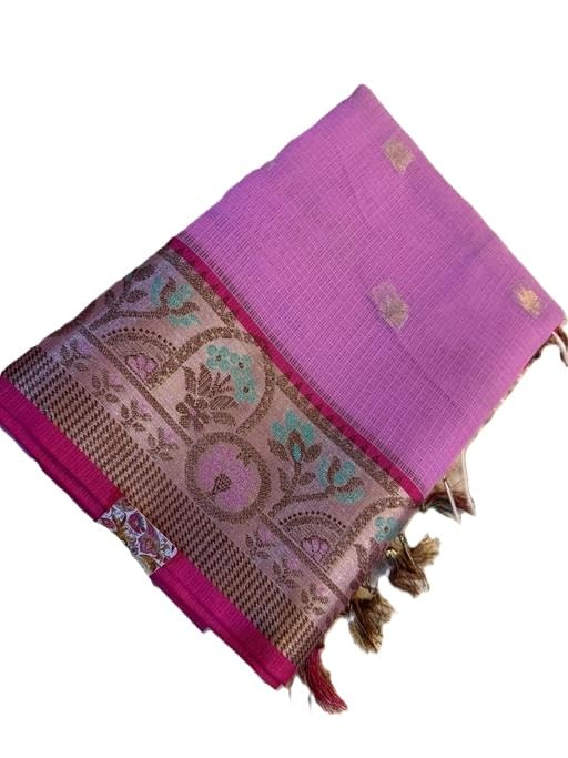 kathla-ethnicity at its finest Kota Doria Cotton Fabric Saree with Floral Embroidery Design for Party Night and Celebration Styling Look Purple Free Size-picture-26