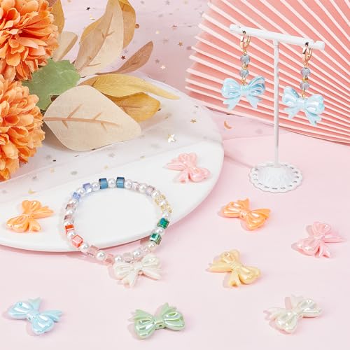 SUNNYCLUE 50Pcs Acrylic Bow Beads Bowknot Beads Cute Mixed Ranbow Color Plated Bowknot Shape Opaque Acrylic Spacer for jewellery Making Diy Craft Supplies Necklace Bracelet Earring Beginner Wome - Image 4
