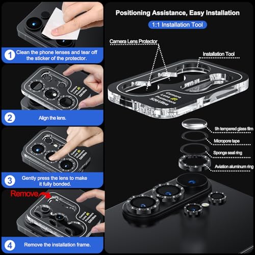 Image of WSKEN for Samsung Galaxy S26 Ultra Camera Lens Protector - Ultra Thin Case Friendly, 9H Shatterproof Tempered Glass with Anti Scratch Metal Circle Camera Screen Protector Cover Accessories, G Black