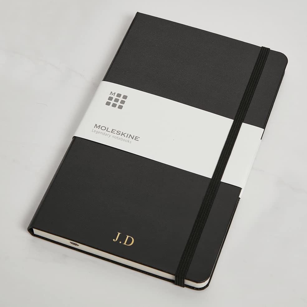Personalised Custom Premium Hardcover Moleskine Notebook - Custom Gifts for CEO, Managers, Husband, Students (Solid Black)