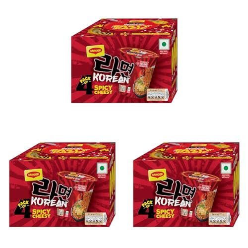 Image of MAGGI Korean Spicy Cheesy Cuppa Noodles, 286 g (Pack of 12, 71.5g each)