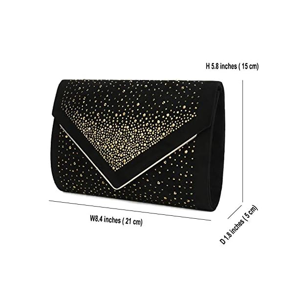 CHARMING TAILOR Envelope Purse Formal Faux Suede Clutch Rhinestone Evening Bag for Women Party Handbag - Image 7