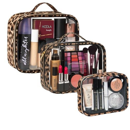 FFpaw 3 Pack Clear Toiletry Bag for Women, TSA Approved Organizer for Travel Size Toiletries Carry on Travel Accessories Bag Airport Airline Compliant Bag Makeup Bag Zipper Pouch Set