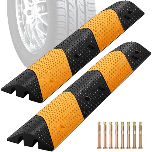 VSTKEN Rubber Speed Bumps for Road [2 pcs],78.7'' Total Long,66000