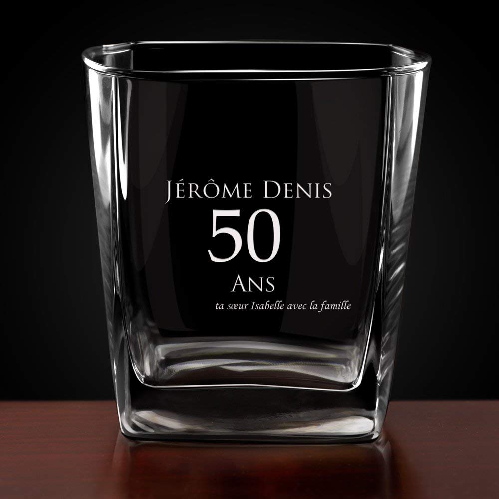 Maverton Ensemble de Carafes Personnalisés a Whisky Rhum Cognac Avec 2 Verres a Whisky Gravés - 700 ml Service Universel Verre Whisky et Carafe - Ans