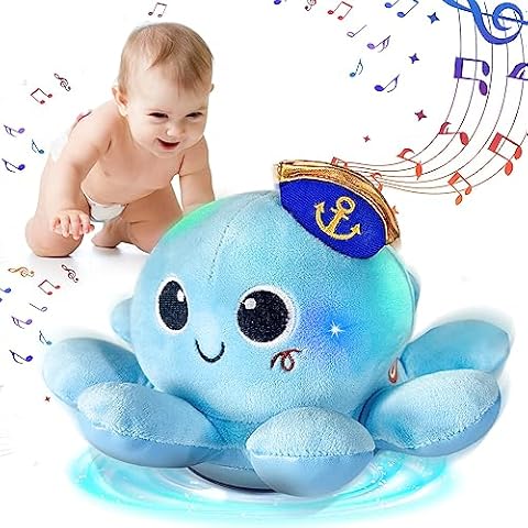 Baby Infant Crawling Walking Toys,MOJINO Tummy Time Plush Octopus Toy Gifts 3 4 5 6 7 8 11 12 Babies Walker Boy Girl 3-6 6-12 Learning 9-12 12-18 Toddler 36 Months Old Music Development Birthday Gift Cover