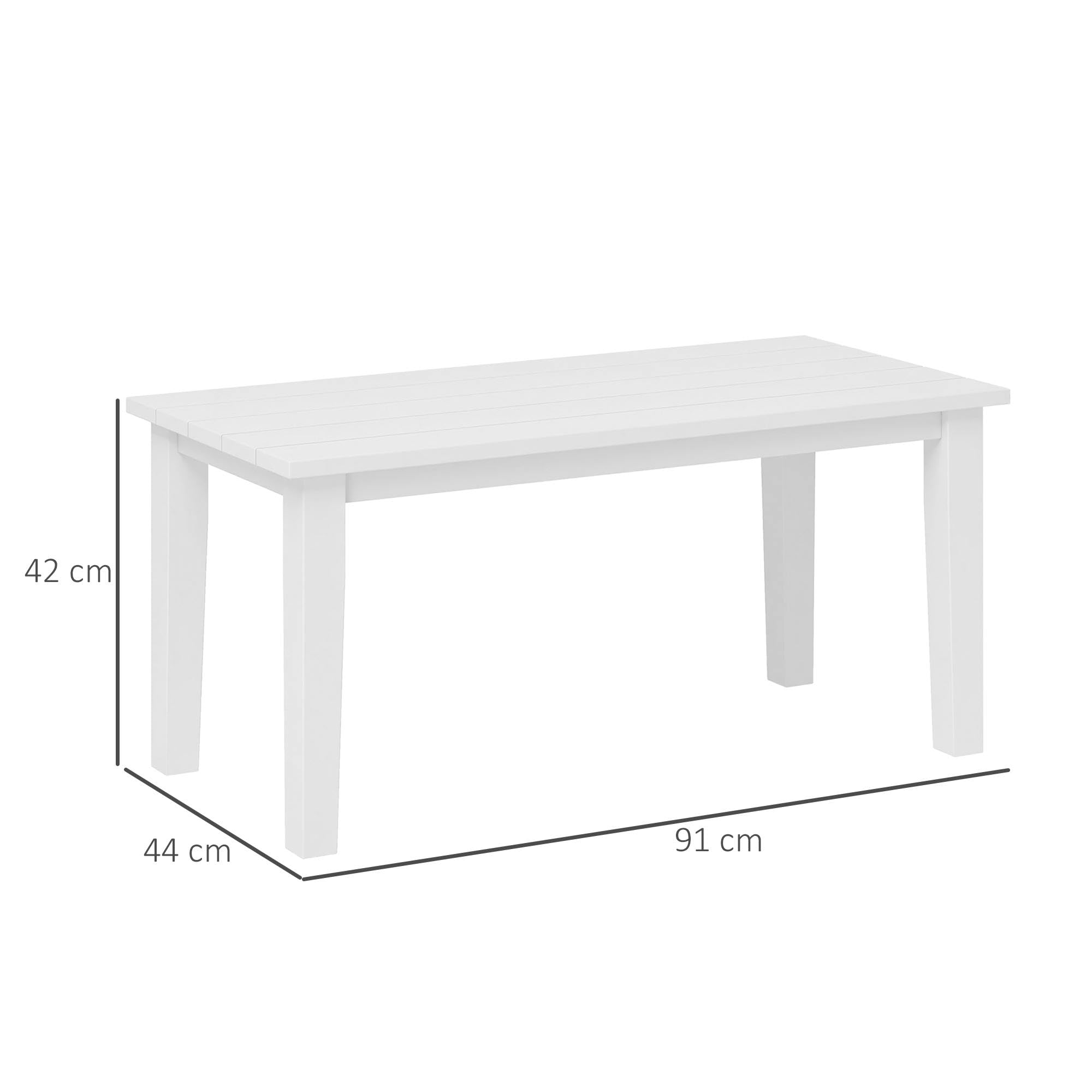 Outsunny Gartentisch Couchtisch HDPE Allwetter 91x44x42 cm weiß