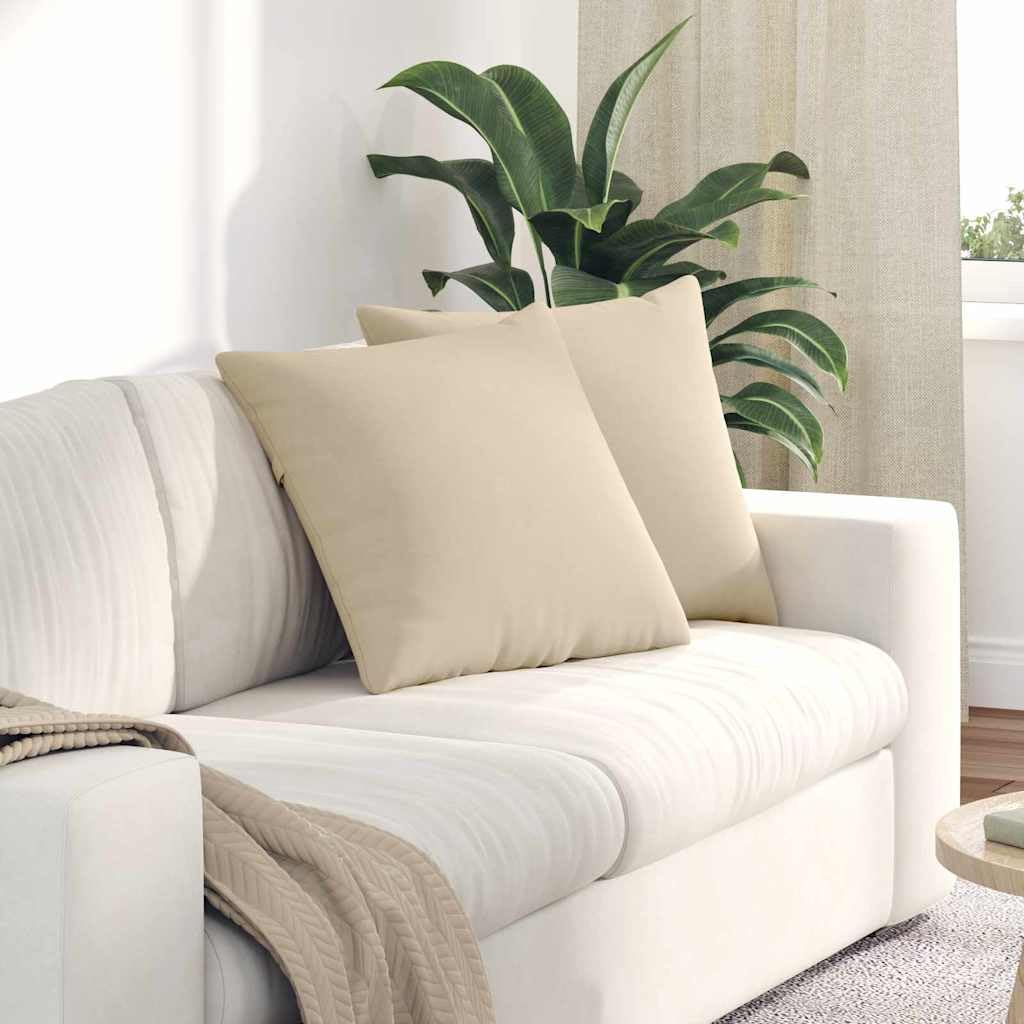 Cuscino Divano 2 Pezzi Crema 50x50 cm Tessuto Imbottito con Rivestimento Sfoderabile Morbido e Comodo per Soggiorno Sala da Pranzo Ufficio Ergonomico Lavabile Antiscivolo
