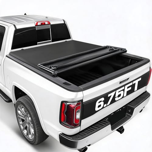 Image of RHOBRA Soft Quad-Fold Truck Bed Tonneau Cover Compatible with 2017-2026 Ford F-250 F250 F-350 F350 SuperDuty with 6.75ft Bed, 26.5oz Vinyl Soft Truck Bed Cover, Weather Resistant Short Bed Cover