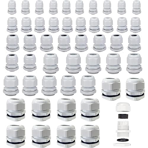 50 Stück Kabelverschraubung, Kabeldurchführung IP68, Kabelverschraubungen, Kabelverschraubung Set, M12, M16, M20, M25, M32, Wasserdicht Fire Prevention, mit Gegenmutter