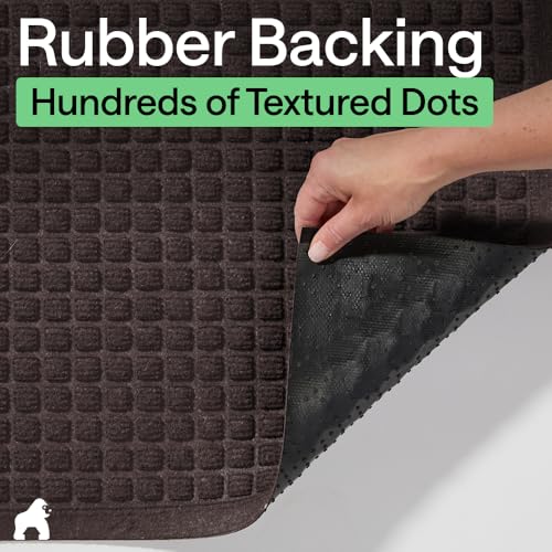 Image of GORILLA GRIP Ultra Absorbent Front Door Mat Outside Entrance, 47x35, Traps Dirt and Moisture, HydroABSORB Indoor Outdoor Doormat Holds Up to 6 Cups Water, Stain and Fade Resistant Welcome Mat, Coffee