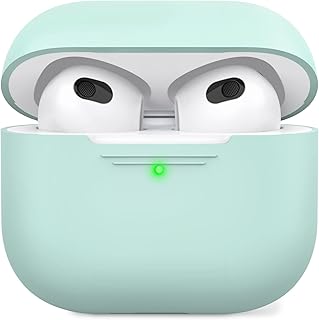 AhaStyle Airpods 3 Case Cover, Soft Silicone Protective Case Compatible with AirPods 3rd Full Body Shockproof Covers for Apple AirPods 3rd Generation 2021 (Mint)