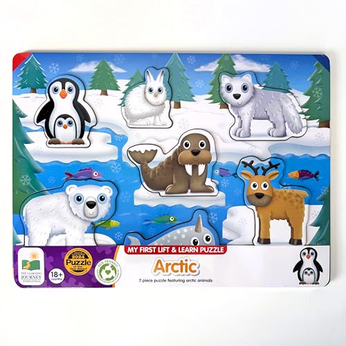 The Learning Journey My First Lift & Learn - Artic 7 Piece Tray Puzzle, White, Blue, Gray, Black, 7 pieces, 11 inches by 15 inches - Image 3