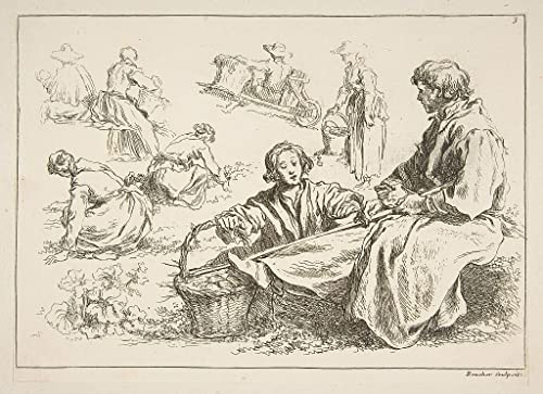 Dessin Noir et Blanc sur Toile François Boucher pour Rompre la Monotonie des Murs Vides