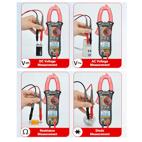 Probador digital de voltaje con pinza, medidor de corriente AC DC 1000A con pantalla LCD y mandíbula de 28mm miniatura 7