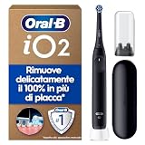 Oral-B iO 2 Spazzolino Elettrico, 1 Testina di Ricambio, Custodia, Nero - 1 Testine di Ricambio per Spazzolino Elettrico, Ricaricabile, Custodia da Viaggio, Delicato sulle Gengive, Pulizia Denti