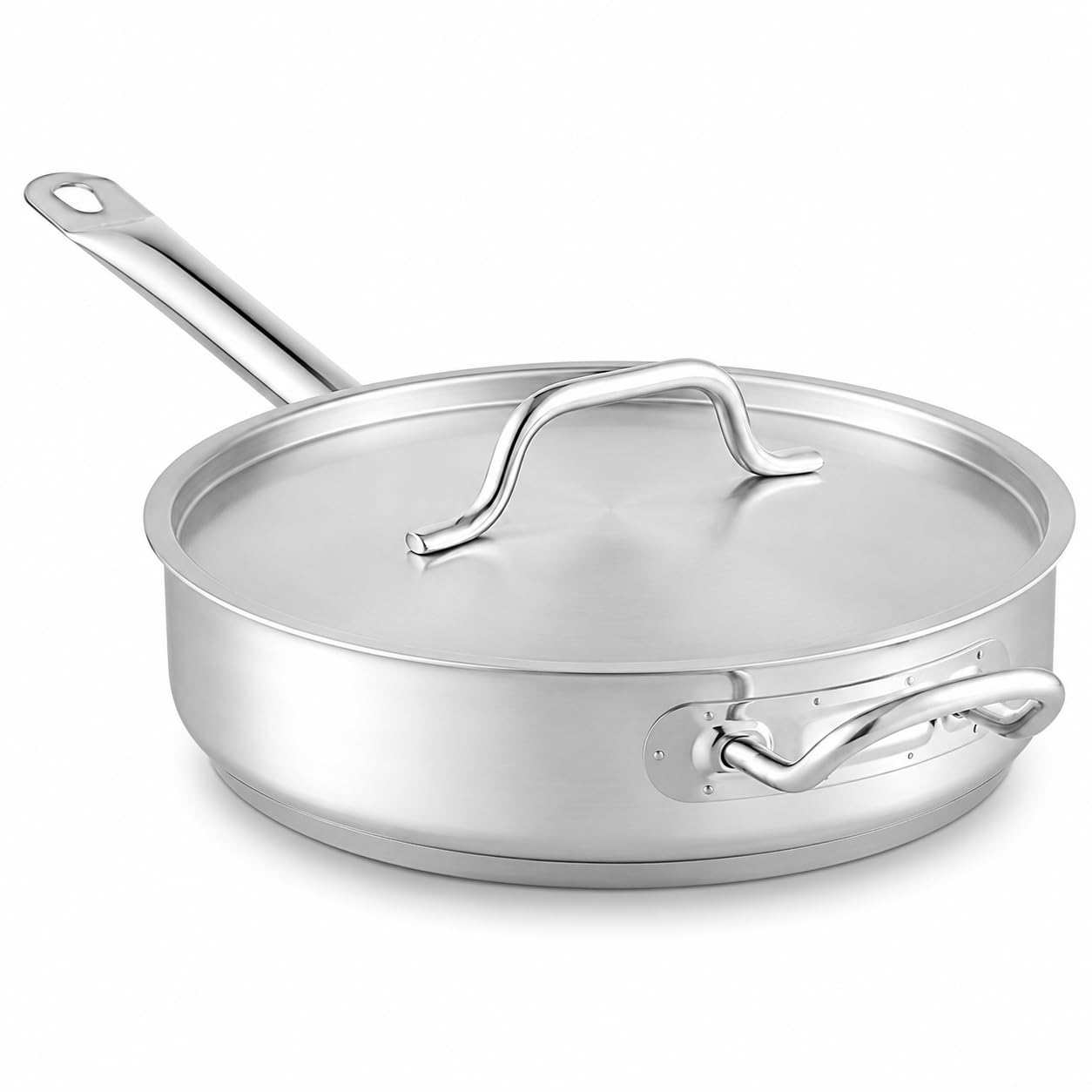SS1 Series 5 Qt Stainless Steel Saute Pan with Lid by Glownary – 5 Quart, Stainless Steel, Silver, Model 473ssautpn5