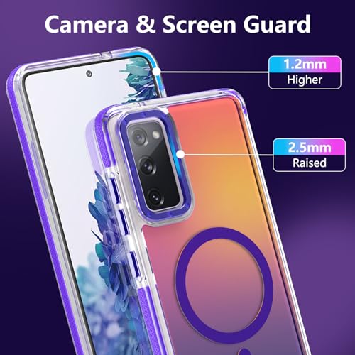 Image of Magnetic Case for Samsung Galaxy S20 FE 5G [Compatible with Magsafe] [Cute Fashion Fluorescent Design] [1 Screen Protector] Slim Translucent Matte Case for Galaxy S20 FE 5G 6.5 inch, Purple