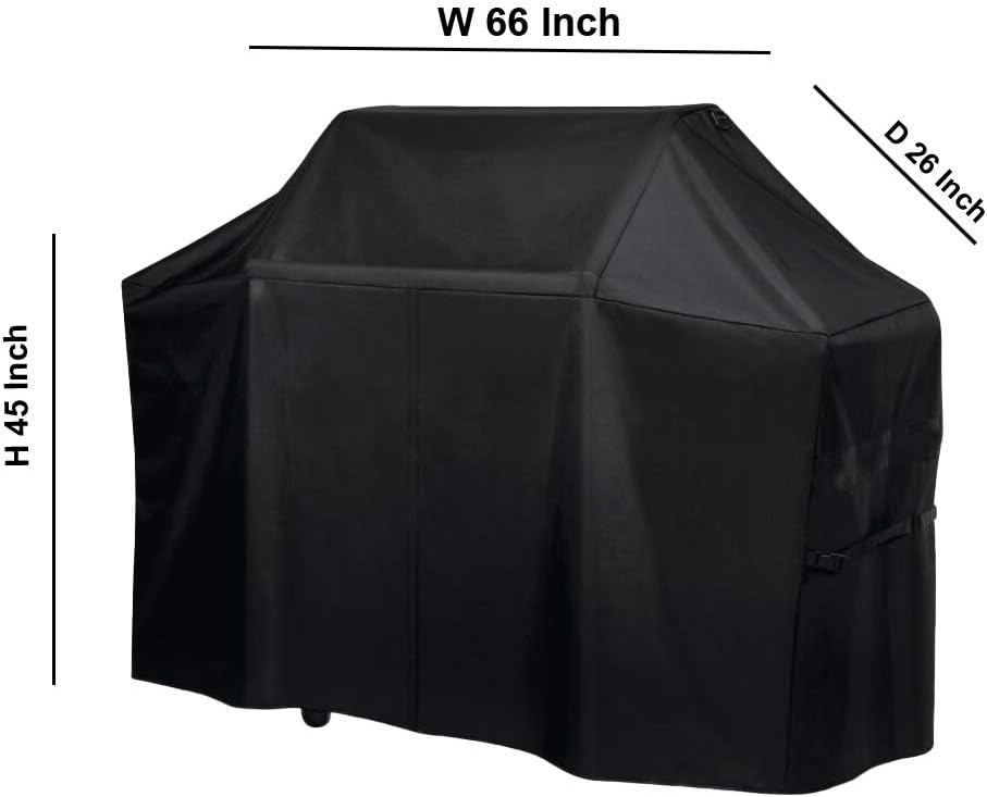 BBQ Barbecue Grill Cover 66" W x 26" D x 45" H Suitable for Most Brinkmann, Jenn-Air, Uniflame Brands of Grills - 600D Oxford Fabric is Waterproof with Covered Dual Handles & Side Buckles