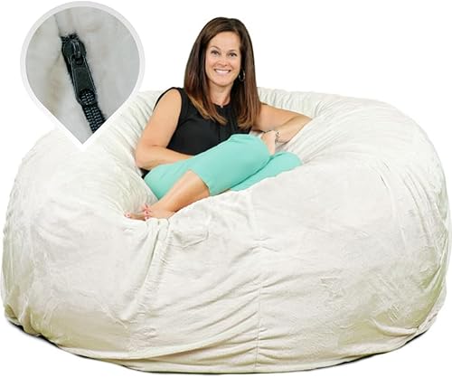 ULTIMATE SACK 6000 (6 pies) Funda para silla puff en varios colores solo funda (6000, piel marfil)