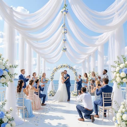 Tela Blanca para Arco de Boda de 4 Paneles 30"x19ft miniatura 7