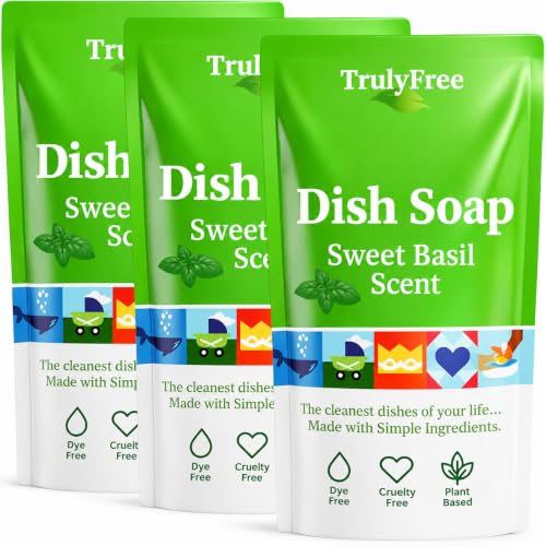 Truly Free Natural, Plant-Based Dish Soap - Sweet Basil Scent - 16 fl oz
