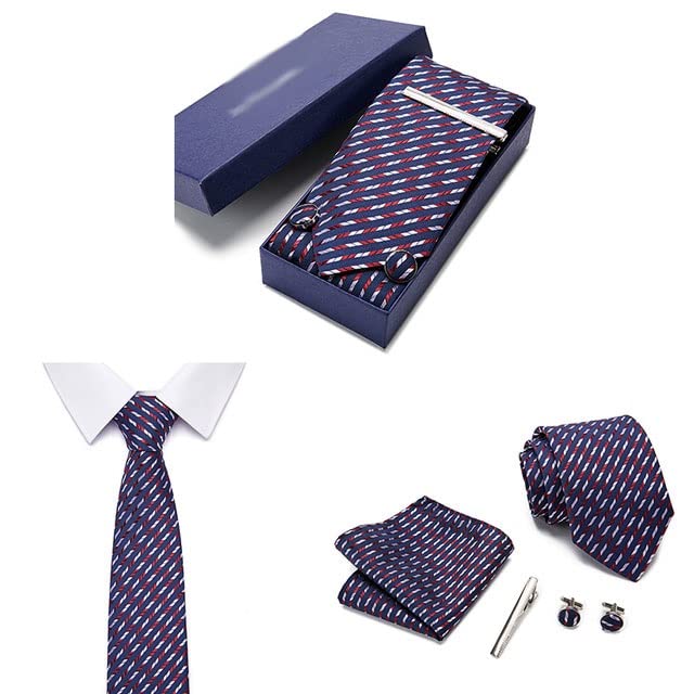 Set de corbata de seda 7.5 cm para hombre en caja de regalo miniatura 3