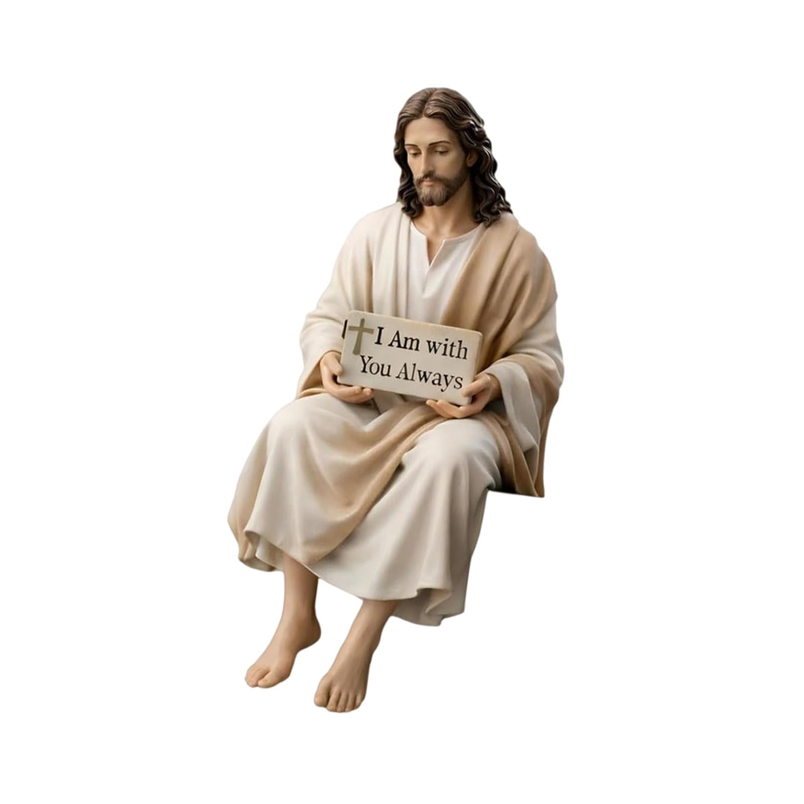 CRFFZ Resin Religious Sculpture with Companionship Inscription Plaques Desk Companionship Figurine for Meaningful Gift Giving Desk Companion Ornament