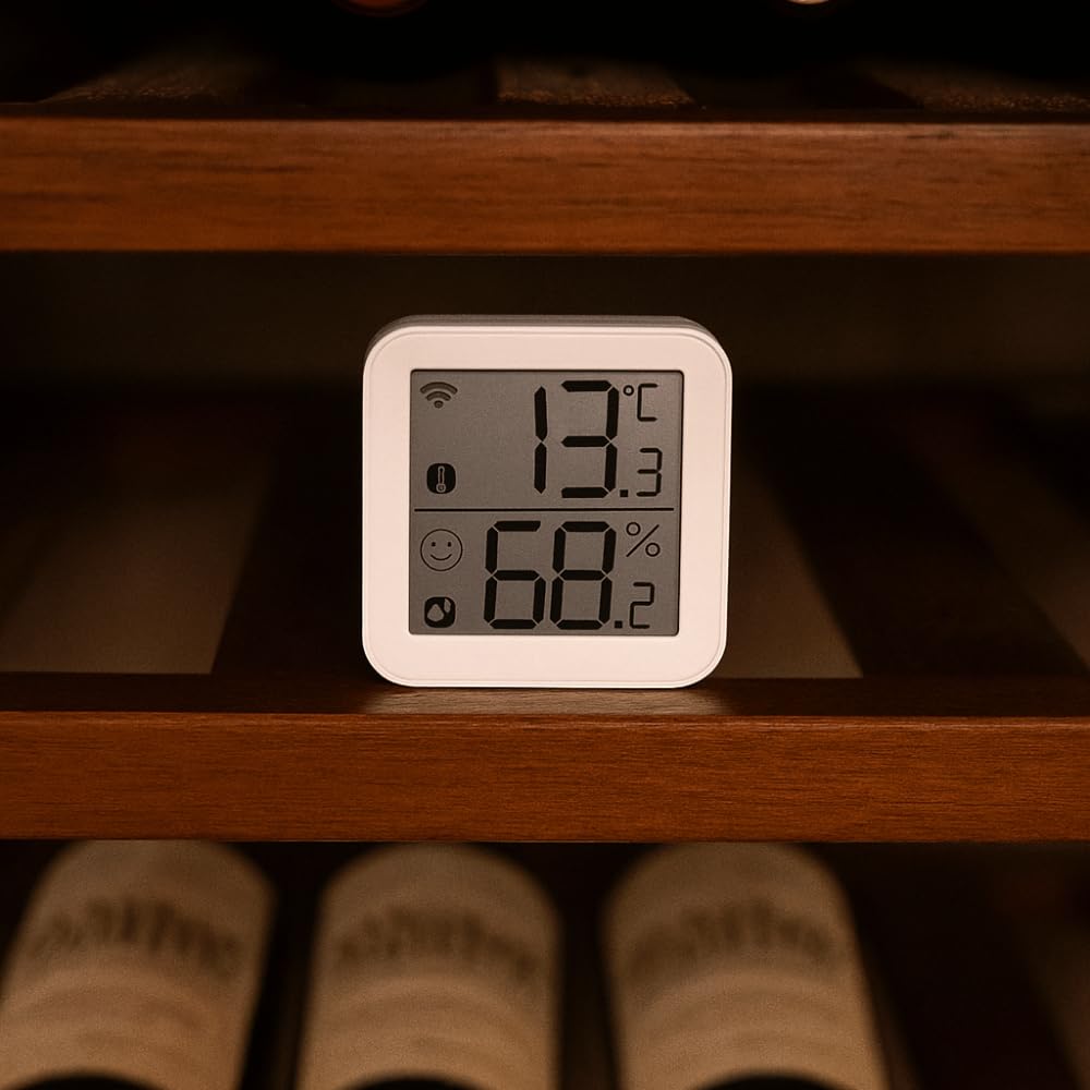 Konyks Termo 2, Thermomètre Hygromètre connecté Wi-Fi, Grand écran, Lecture à distance, déclenche d'autres appareils Konyks en fonction des mesures, Compatible Alexa et Google Home