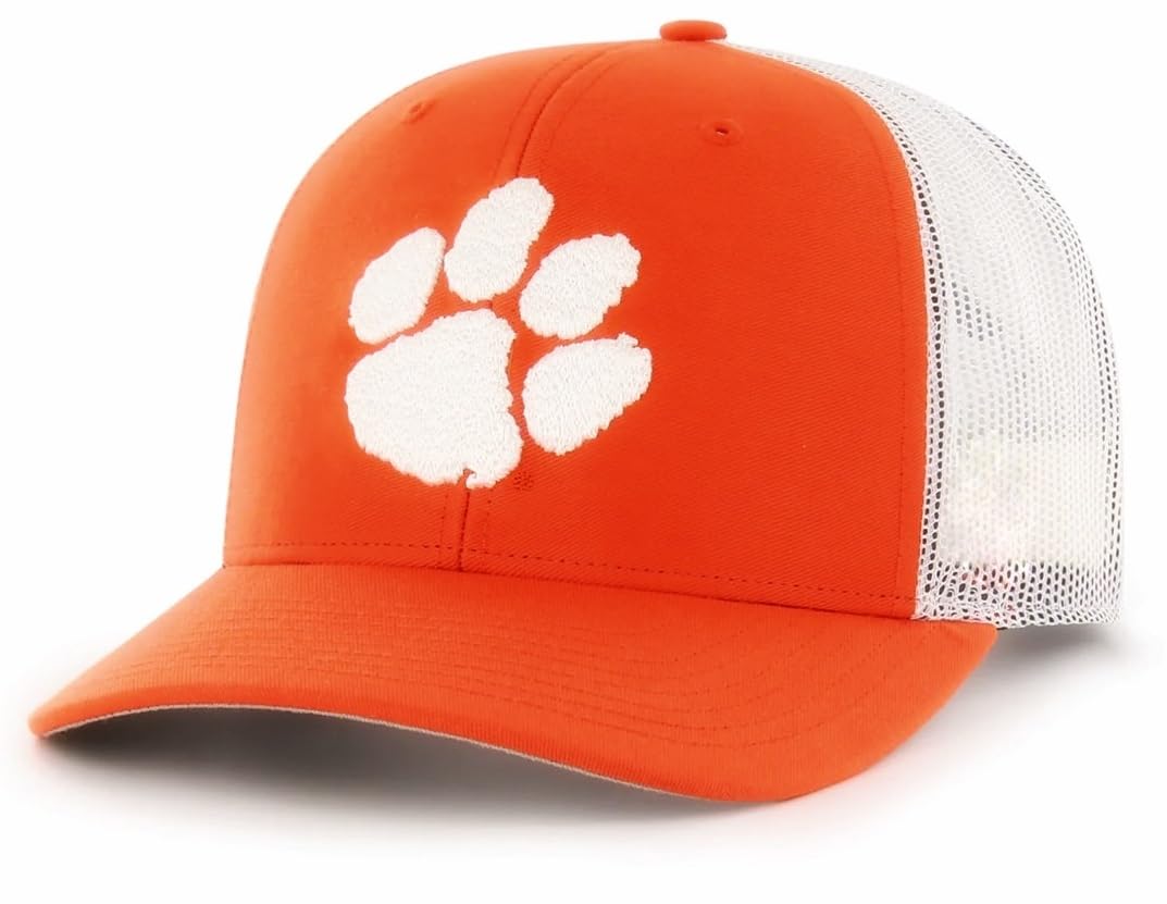 Officially Licensed Clemson Mesh Trucker Hat Adjustable Classic Team Logo Embroidered Orange/White Snapback Cap