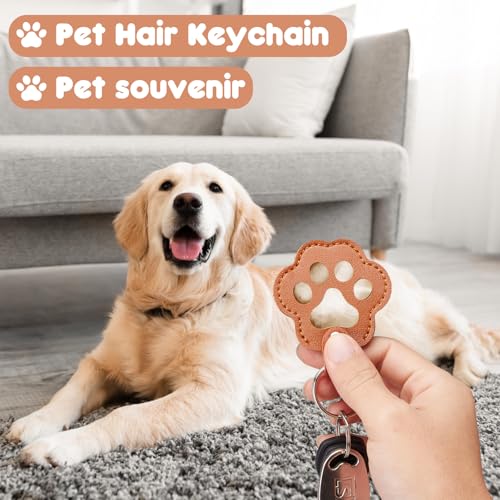 5PCS Pet Hair Storage Keychain, Pet Dog Cat Hair Collector Paw Shaped fur keepsake Keychains, Pet Enthusiast Commemorative Gift - Image 4