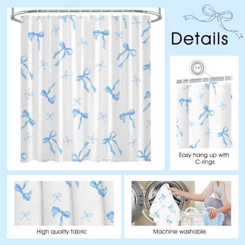 bow shower curtain hanging in a modern bathroom