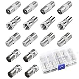 Sariputa 16 Stück F-Typ TV Antennen-Koaxial Koppler, Koaxialkabel Verbinder Antenne Adapter Set, Stecker auf weibliche TV-Koaxialkoppler, F Stecker Sat Kabel Kit für Satellitenkabel Antennenkabel