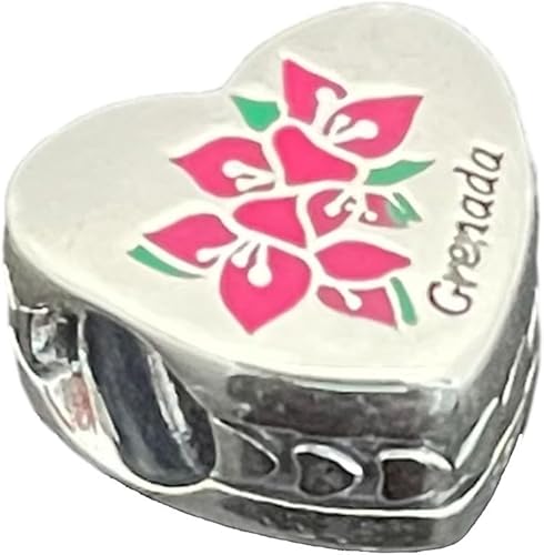 Abalorio de plata esterlina 925 con forma de corazón y espiga para pases, abalorio de la suerte, compatible con pulseras de plata de ley 925, regalo