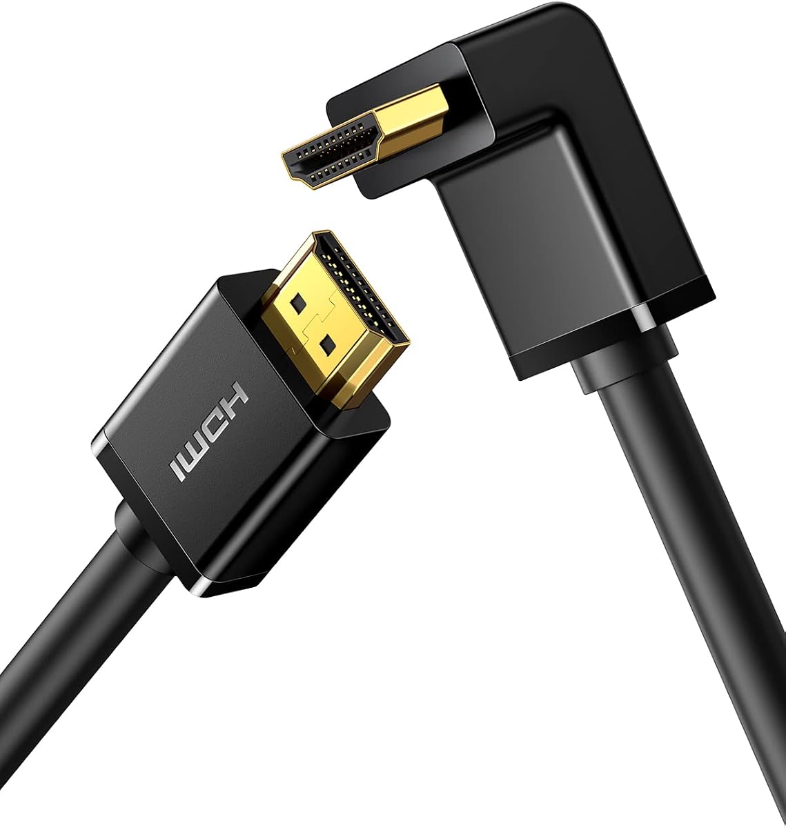 4K@60Hz 90 Degree HDMI 2.0 Cable Right Angle, 6.6FT | High Speed HD 3D 1080P ARC, Down Angle, Compatible with Laptop Monitor Nintendo Switch 2 Xbox PS5 PC TV