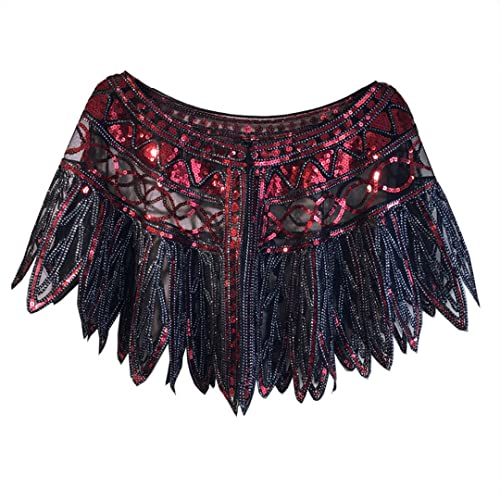 Women 1920s Flapper Embroidery Shawl Cover Up Party Beaded Sequin Capelet4