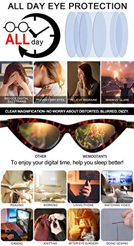 Image of Cat Eye Blue Light Blocking Reading Glasses Women Filter UV Computer Readers 100 150 200 250 300 350 (Brown Leopard,1.50)