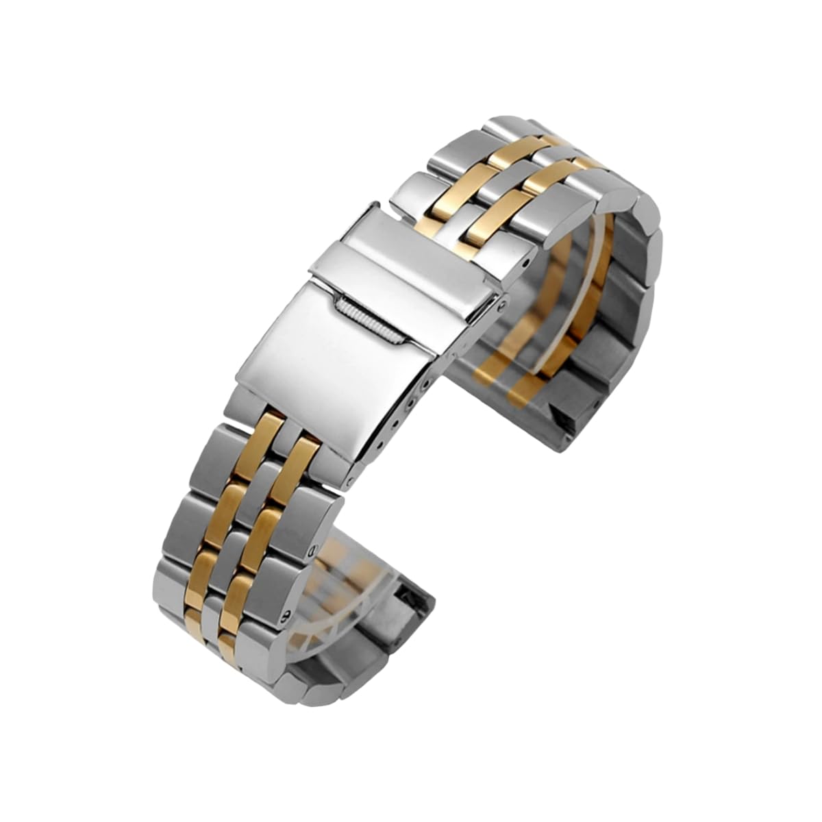 Cinturino Orologio Acciaio Inox 18mm 20mm 22mm 24mm Terminali Curvi, Fascia Metallo Bracciale per Breitling-Argento+Oro 20mm