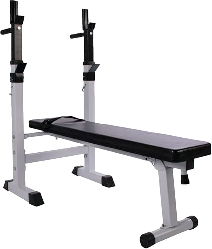 Banc de Musculation Pliable avec Support pour Haltère et Station Physionics