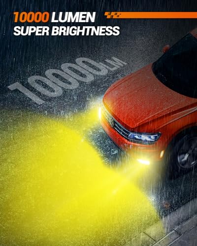Image of SEALIGHT F1A H10 9145 LED Fog Light Bulbs Yellow, 10000LM H10 /9045 /9040 /9140 /9145 Fog Light Bulbs, 600% Super Brightness, 3000K Yellow Light, Non-polarity, Pack of 2