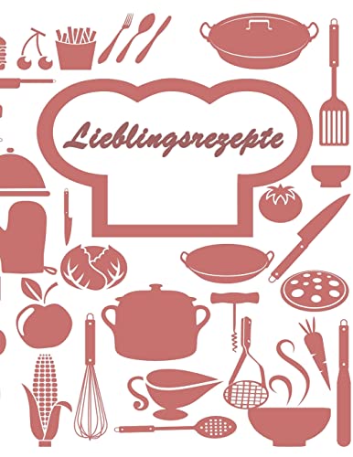 Lieblingsrezepte: Rezeptbuch zum Selberschreiben I Ca. DIN A4 I Platz für 59 Rezepte I Softcover I Lachsfarben (German Edition)