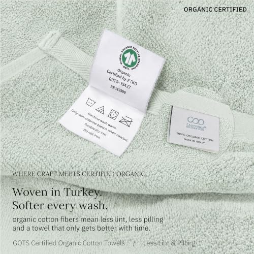California Design Den Organic Cotton Towel & Washcloth Set of 6, Soft Sage - image 5