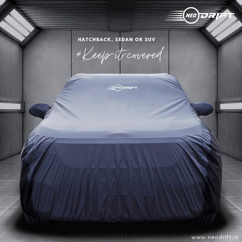 Image of NEODRIFT 'SuperTech' Car Cover for MG M9 (100% Water-Resistant, All Weather Protection, Tailored Fit, Multi-Layered & Breathable Fabric) (Colour: D.Grey+Black)