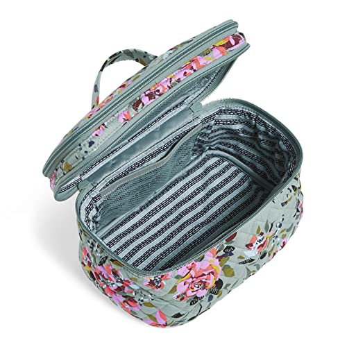 Vera Bradley Women's Cotton Brush Up Cosmetic Makeup Organizer Case, Rosy Outlook - Recycled Cotton, One Size #TOP1
