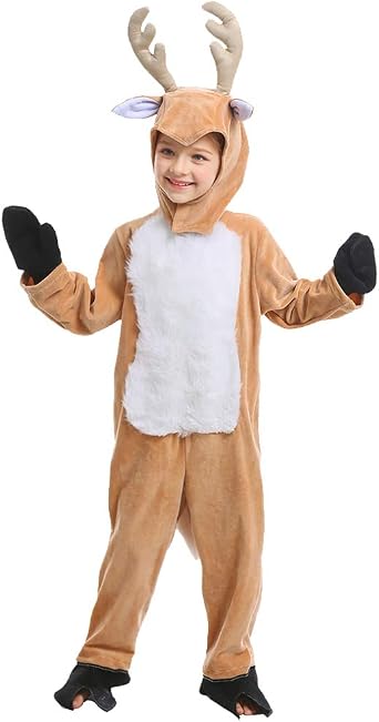 Soyoekbt Kids Reindeer Xmas Costume Animal Onesie عيد الميلاد زي العمر 3-9 سنوات