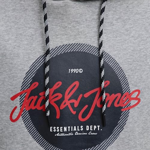 JACK & JONES Herren Hoodie Kapuzenpullover Urban Sweat Hood, Farbe:Grau, Artikel:-Grey Melange, Größe:L 6