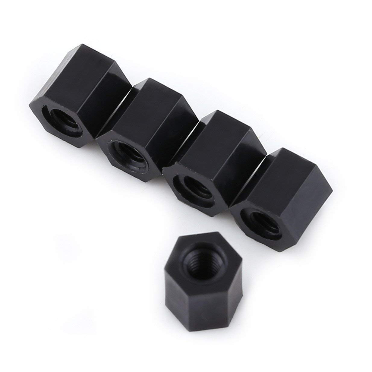 Walfront Women's Black 100Pcs M3 To M3 Hex Threaded Standoff Spacer Pillar 8Mm 10Mm 12Mm 15Mm Nylon (8Mm)