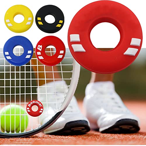 Meetoot 4Pcs Tennis Vibration Dampener 22X9Mm Yellow/Blue/Red/Black Ring Tennis Racket Shock Absorber For Tennis Racket And Strings #TOP4